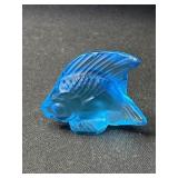 Lalique sapphire crystal fish in box