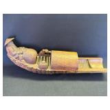 Vintage Asian hand carved wood boat sculpture
