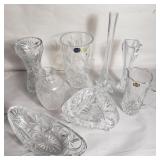 Group of cut glass bases, bowl, cup, etc
