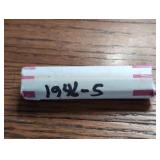 Roll of 1946-S Lincoln Wheat Cent coins. In case