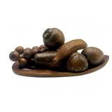 Vintage Alii Hawaiian carved fruit tray, 13" l.