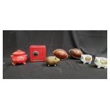 Group of assorted vintage coin banks