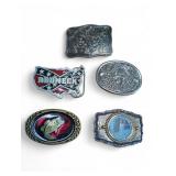 Five belt buckles - casino Chip, "Redneck", Bass