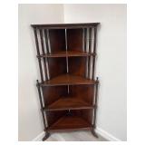Mahogany corner shelf unit 26"l x 18ï¿½w x 49ï¿½h