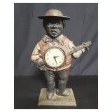 Cast iron Black Americana banjo player clock
