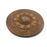 Vintage inlay carved Moroccan wood tray