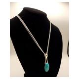 Sterling silver and turquoise necklace 20" 17.8g
