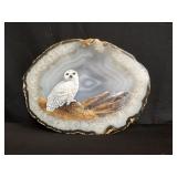 Signed, hand-painted agate art