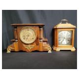 Pair of wood mantel clocks