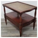 Vintage leather top 2-tier side table
