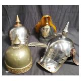 Group of military helmets
