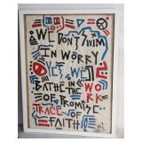 Hand painted & signed pop art on cloth