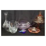 Box of assorted glass items; vase, bowl, etc.
