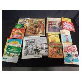 Box of books and 45s records