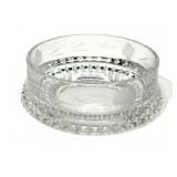 Vintage signed etched crystal bowl, 7" diam.