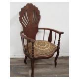 Antique horseshoe barley twist upholstered