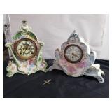 Pair of porcelain mantel clocks