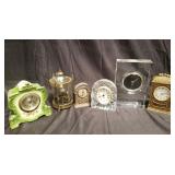 Group of clocks etc. Box lot.