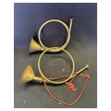 2 Vintage brass hunting horns