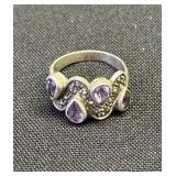 Vintage silver purple stone ring