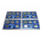 Four US Mint Proof Coin sets. In case.