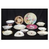 Box of porcelain & ceramic items: ashtrays,