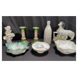 Group of porcelain pieces, Limoges candle