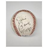 Ernie Banks autographed and dated baseball