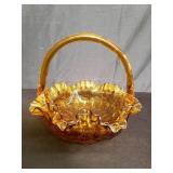 Vintage Fenton amber glass basket