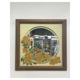 Vintage California poppy wall mirror by