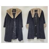 Vtg black lambs wool & fur jackets both as is