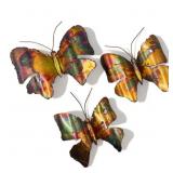 3 Mid century brass brutalist butterfly wall art
