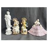Group of porcelain figurines in box lot