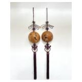 Pair of vintage Asian carved gourds wall art