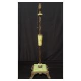 Art deco green onyx & iron table lamp