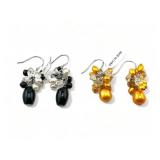 2 pairs Sterling silver beaded earrings