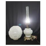 White milk glass baby face lectric hurricane lamp