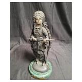Bronze Native American figure on marble base