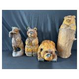 Group of hand carved bears in box lot