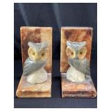 Alabaster owl bookends hand carved in Italy 3?w x