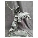 Marble base bronze "Bronco Buster" after