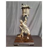 Brass samurai on wood base figurine