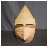 Metal and leather pig face helmet