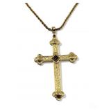Sterling silver & Garnet gemstone cross necklace