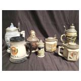 Group of beer steins, box lot