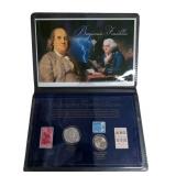 Benjamin Franklin Coin and Stamp set. Silver Half