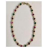 Vintage necklace of multicolor faceted