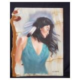 Signed painting on onyx slab