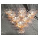 Group of pink glass margarita glasses
