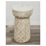 Carved wood painted stool / plant stand